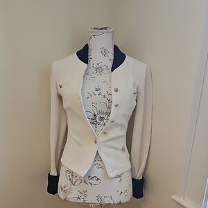 Chic Cream and Black Women's Blazer